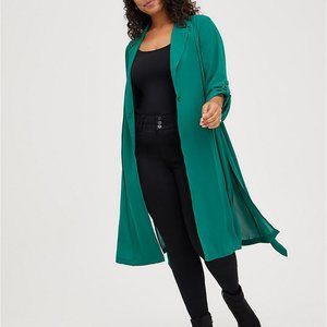 Torrid green trench coat size 4